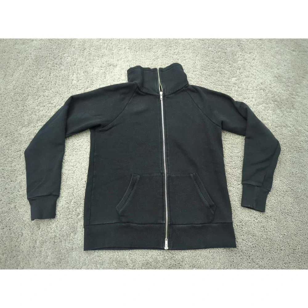 J Crew Full‎ Zip Sweatshirt Mens Small Black Long Sleeve Pockets Fleece
